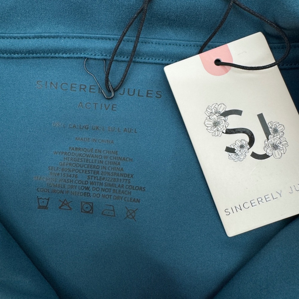 Sincerely Jules Active Crop Top Women L Teal Sleeveless Quarter Zip J22B317TS - Picture 6 of 7